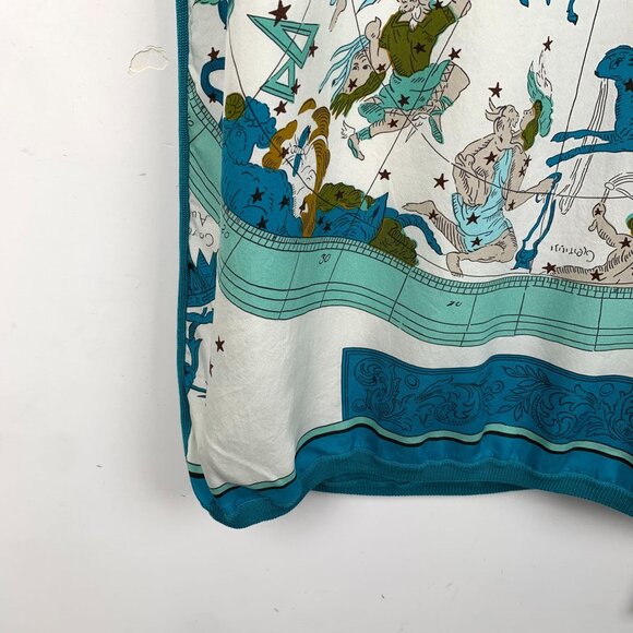 Hermès Blue Astrolabe Print Silk Sleeveless Knit Dress Size 40 Round Neck - Picture 3 of 8